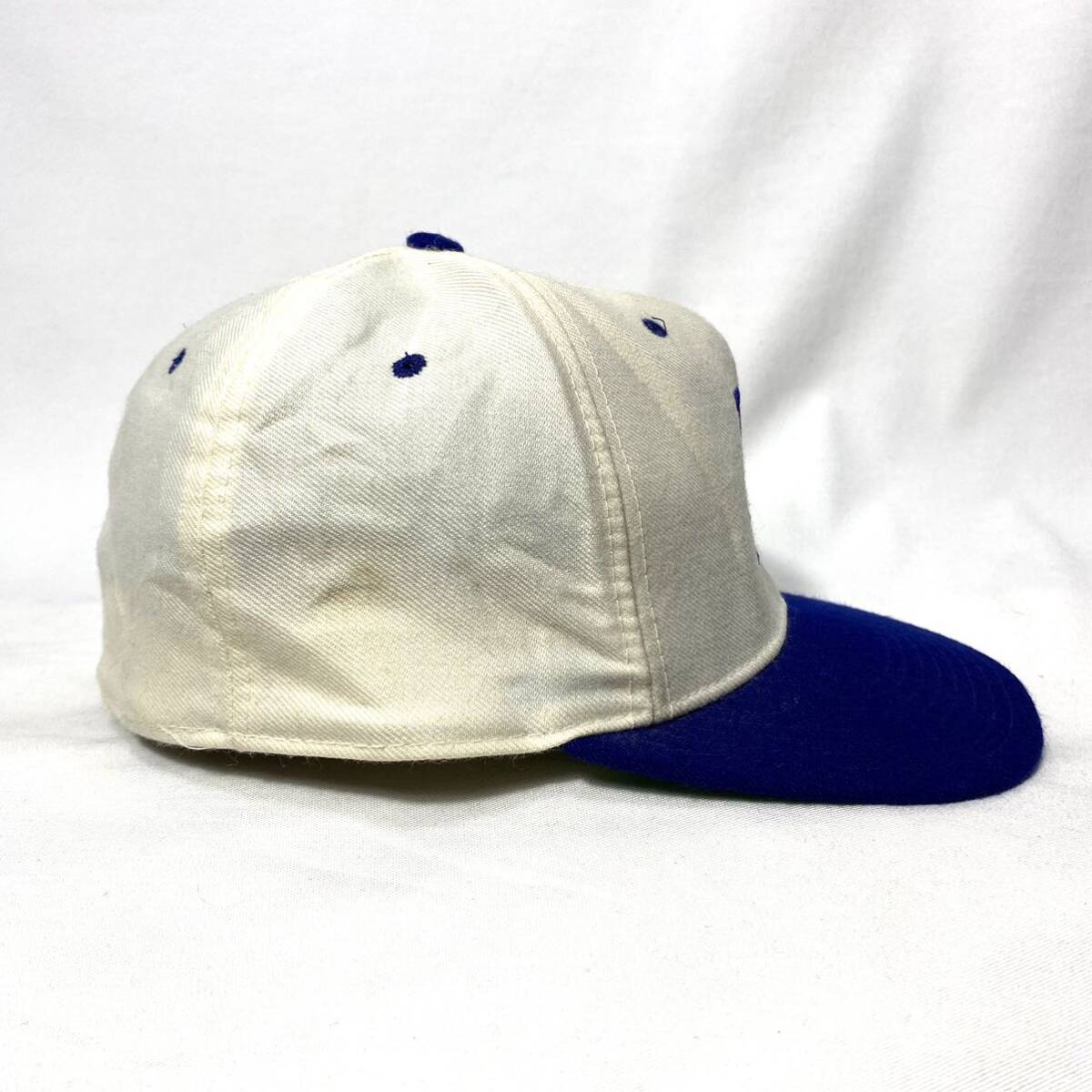 ■ 90s USA製 ビンテージ New Era ニューエラ MLB Los Angeles Dodgers 刺繍ロゴ ウール キャップ サイズ7 3/8 大谷翔平 ドジャース ■_画像4