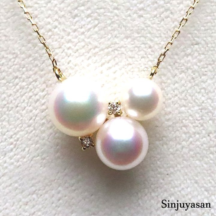 真珠屋さん 特選【花珠 ホワイトピンク】最高の色！6.6～4.7mm アコヤ真珠 D0.02ct K18 ネックレス 18金 伊勢志摩産ベビーパール 新品_画像1