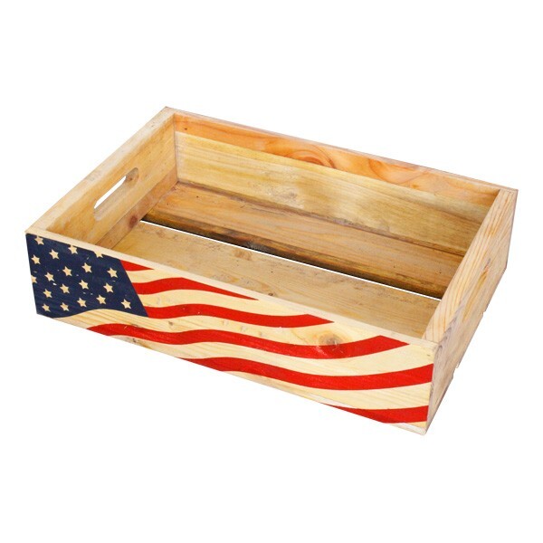 ウッドクレート 「USAフラッグ」 星条旗柄 木箱 収納 アメリカ雑貨 アメリカン雑貨_画像1