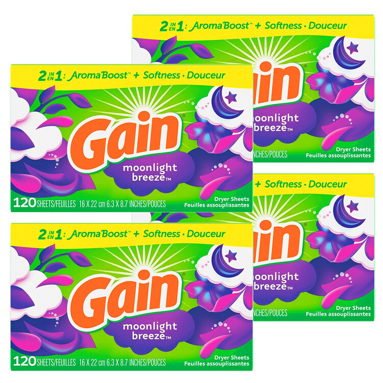 Gain ゲイン シート柔軟剤 ムーンライトブリーズ 120枚 4個セット P&G 乾燥機用 柔軟シート アメリカ製_画像1