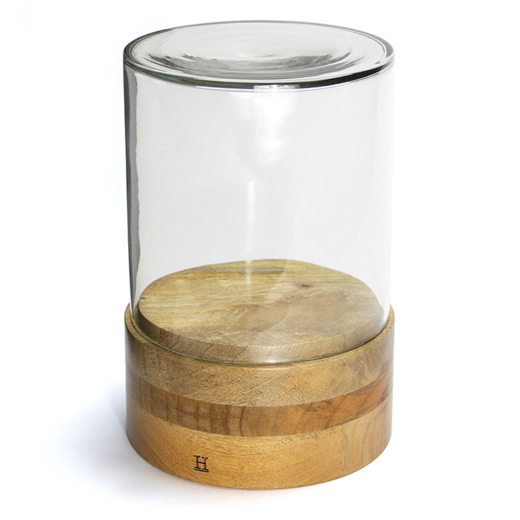 ガラスケース ガラスドーム シリンダー3 ディスプレイケース 直径18×H26.5cm 2800g 天然木 ガラス 円柱 埃除け_画像6