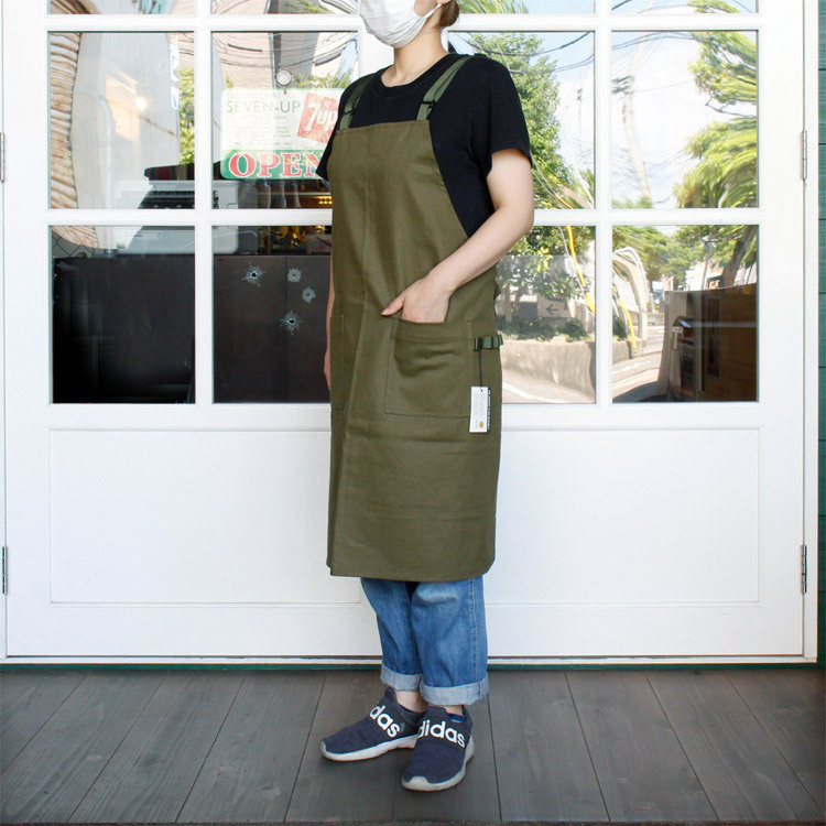 エプロン GARDEN APRON ガーデンエプロン（カーキ） 幅69x高さ82cm コットン製 胸当てエプロン ガーデニング 園_画像4