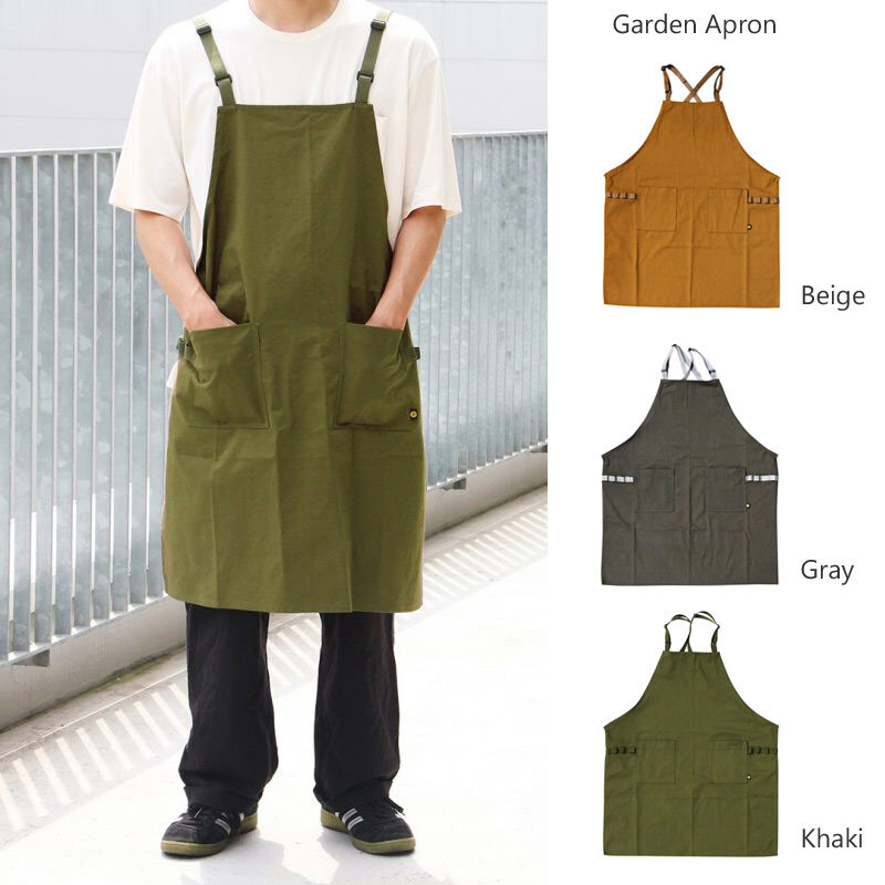 エプロン GARDEN APRON ガーデンエプロン（カーキ） 幅69x高さ82cm コットン製 胸当てエプロン ガーデニング 園_画像2