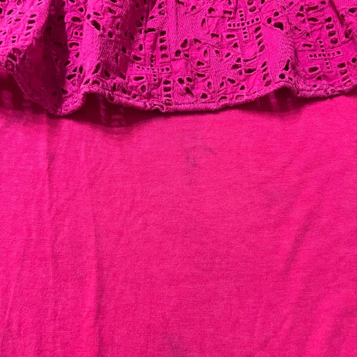 ユナイテッドアローズ　Tシャツ　カットソー　半袖　レース　濃いピンク　
