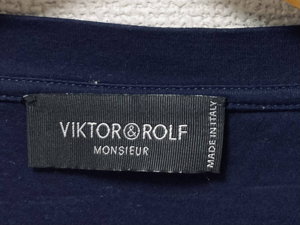 春夏★美品★VIKTOR & ROLF/ビクターアンドロルフ★半袖/Tシャツ/シャツ★紺/ネイビー★L★メンズ/イタリア製の画像4