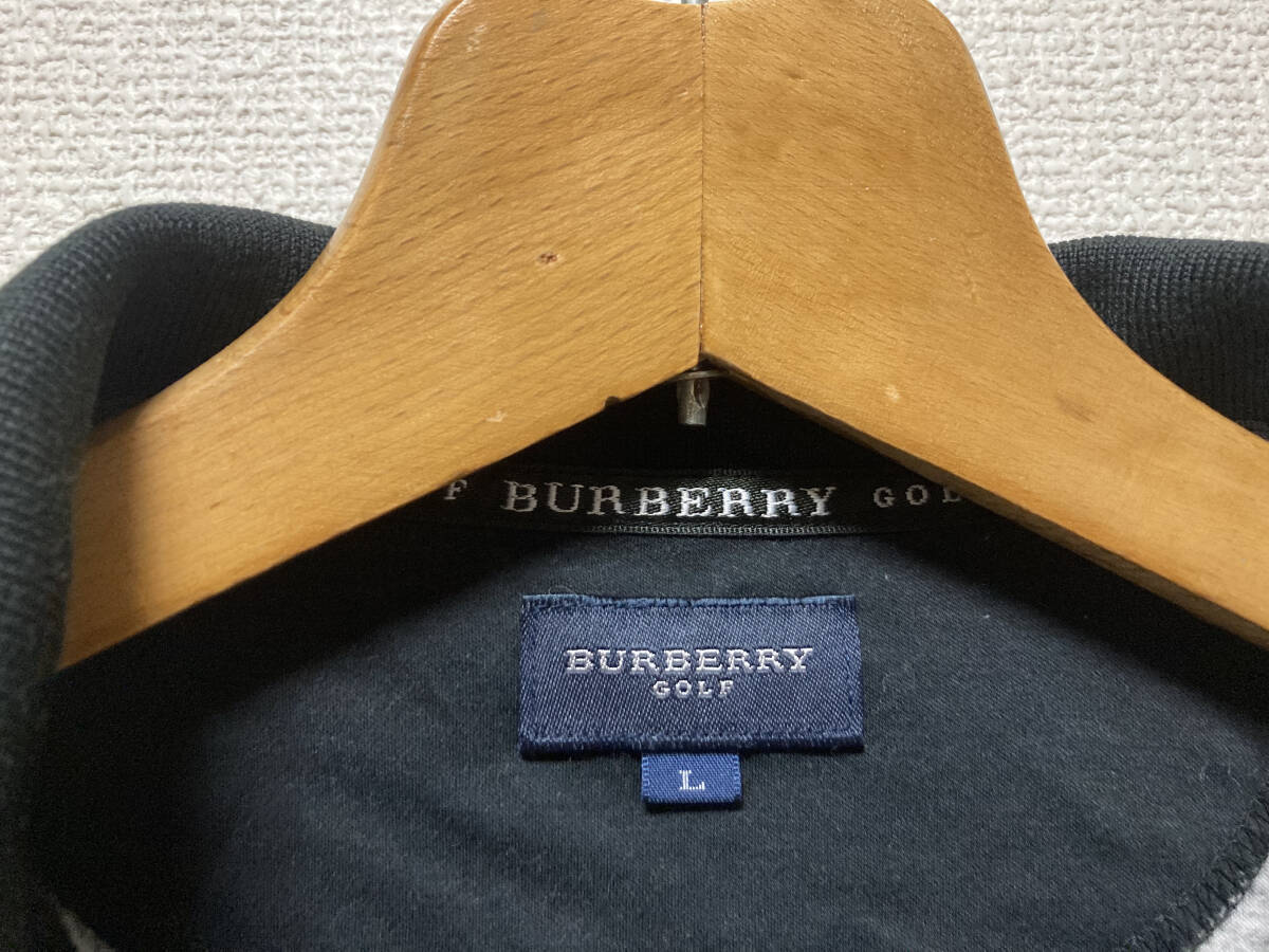 訳アリ★BURBERRY GOLF/バーバリー ゴルフ★半袖/ポロシャツ/シャツ★L★ゴルフ★黒/ブラック/白/ホワイト★メンズ/男性