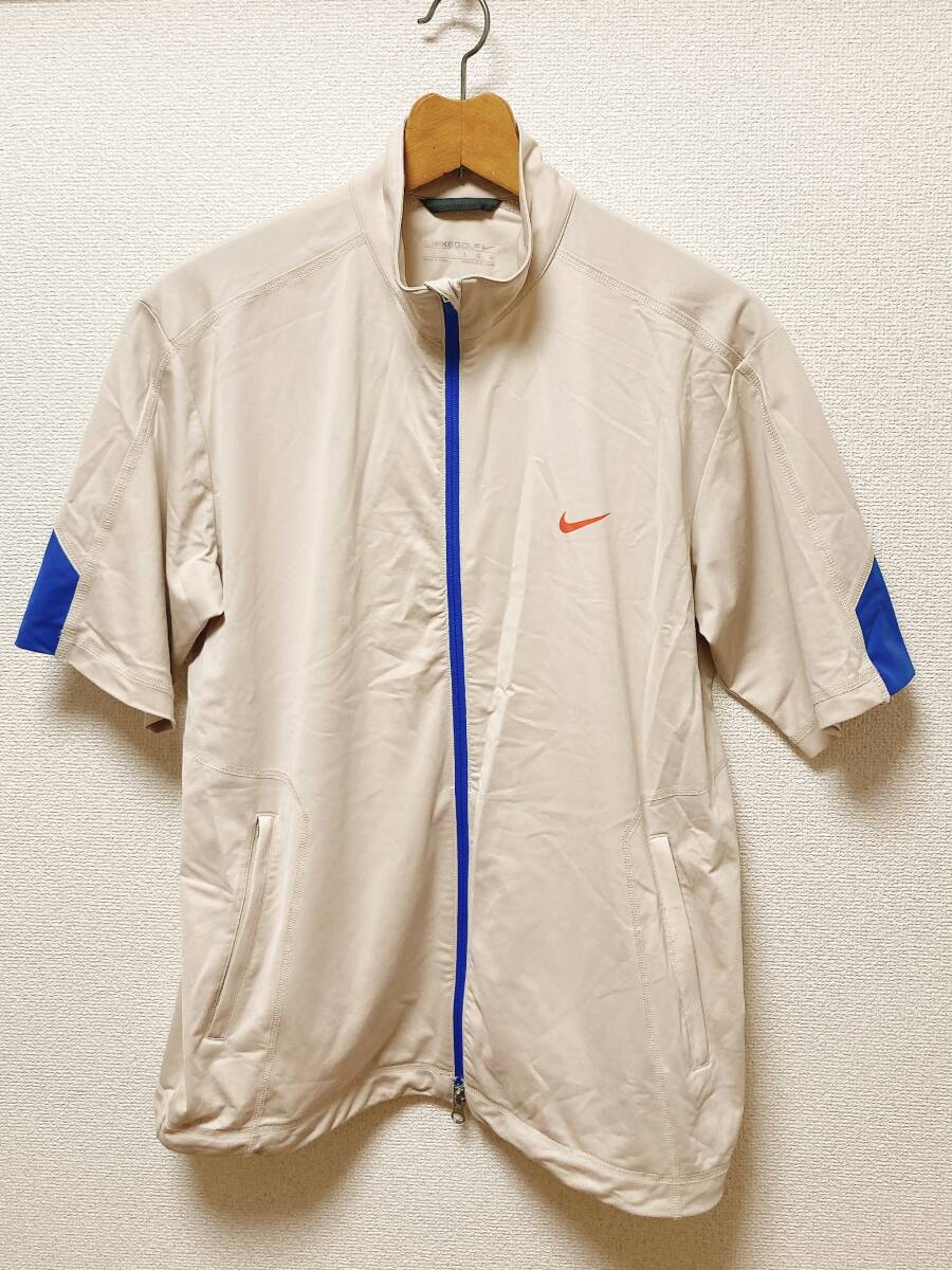 美品★NIKE GOLF/ナイキゴルフ★ゴルフウェア★半袖/プルオーバー/ジャケット/ウインドブレーカー/ポロシャツ★L★ベージュ★メンズ/男性