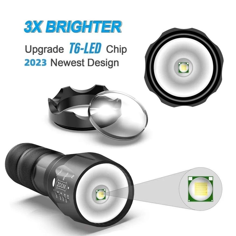ハイパワー LED 懐中電灯キャンプトーチ 5 照明モードアルミ合金ズーム可能なライト防水素材使用 3×単4 電池式