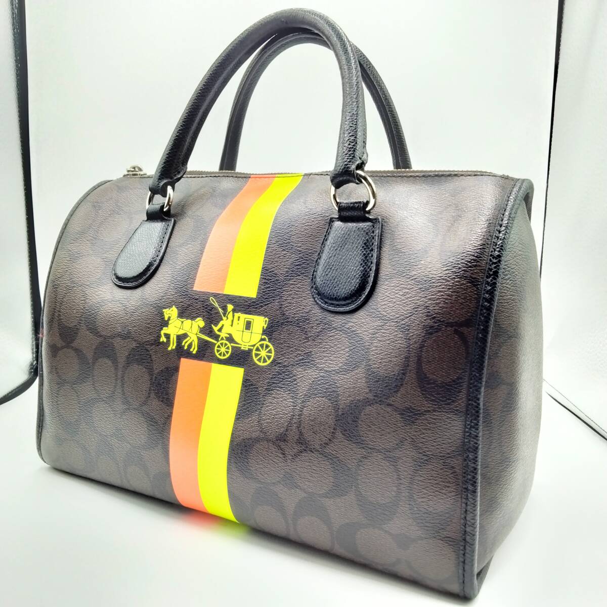 【1円　美品】コーチ　COACH　ネオンカラー ボストンバッグ　ビジネス　メンズ　レディース　かっこいい　旅行　鞄■3_画像1