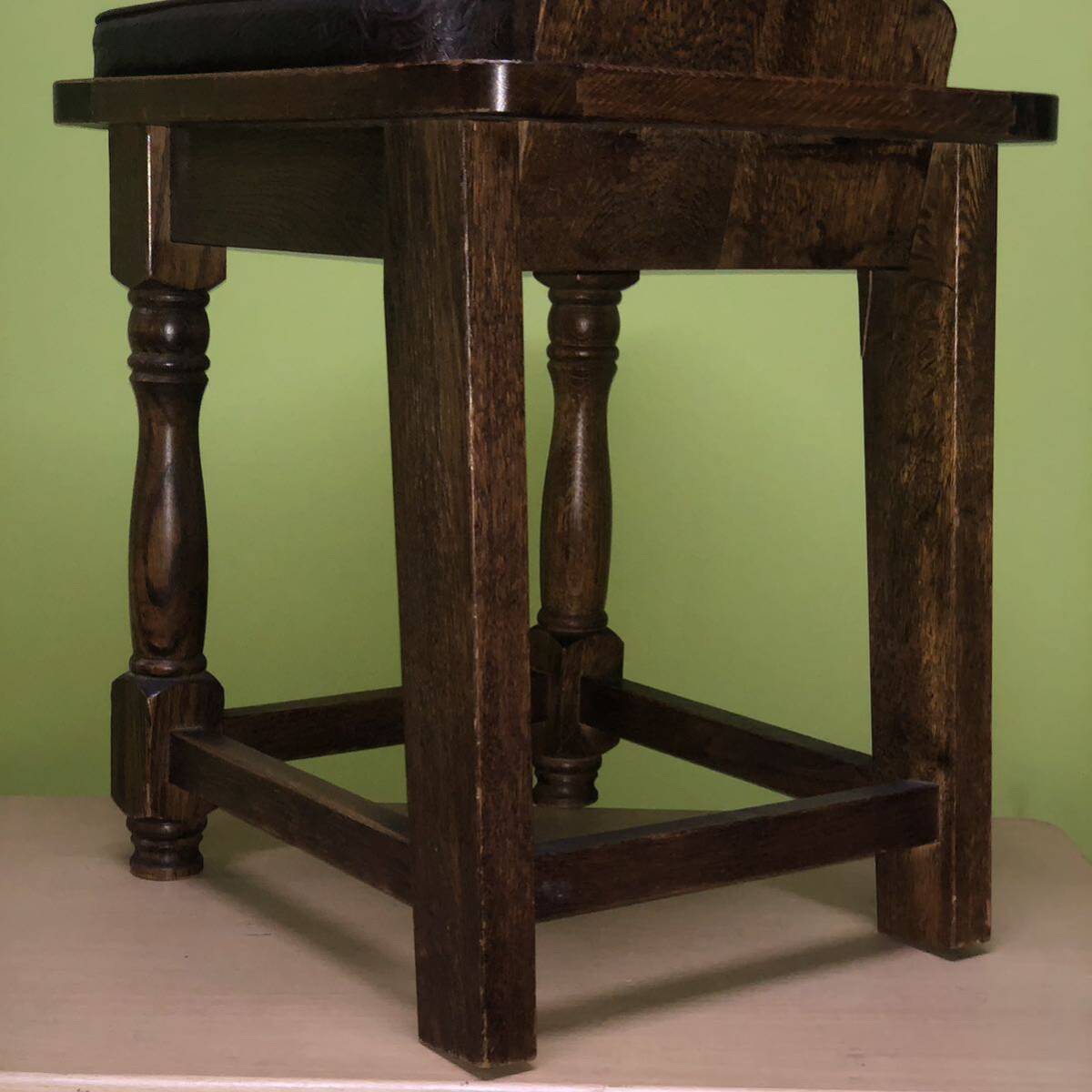 【リユース】背もたれハート型抜きアンティーク木製椅子 イス チェア 腰掛け W375 D420 H800(SH475)の画像7