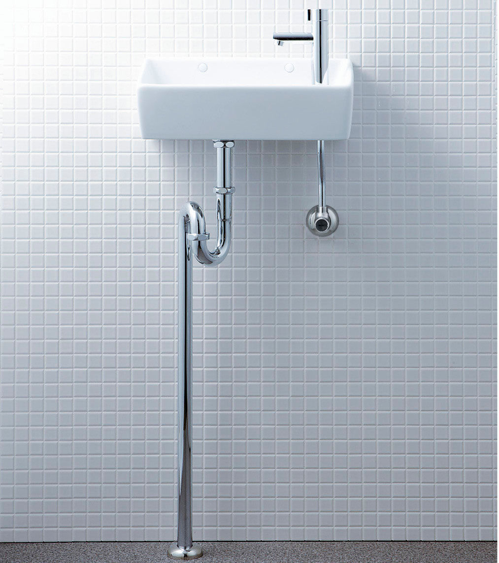 ＜LIXIL＞壁付手洗器・アクアセラミック ピュアホワイト 壁給水・床排水（型番：YL-A35HA）【未使用アウトレット品】の画像2