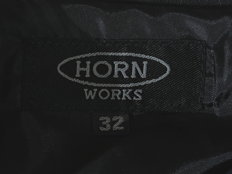 送無 美品 HORN WORKS ホーンワークス 5ポケット 本革 レザー 肉厚 裏地付き ライディング ライダース バイカー パンツ 黒 ブラック W32_画像9