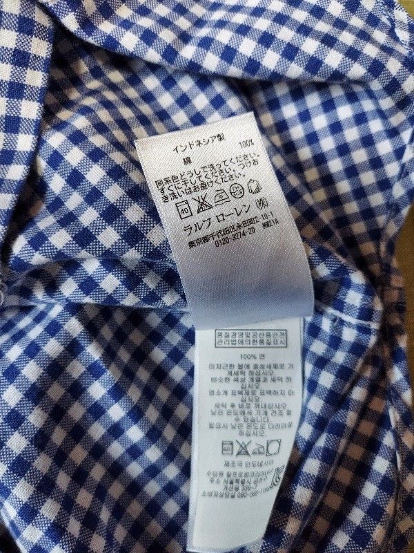 【Ralph Lauren】長袖 チェックシャツ  ブルー 24M 90 95 ボタンダウン ラルフローレン