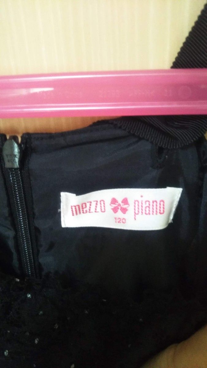 美品☆メゾピアノ mezzopiano ワンピース ドット　リボン フリル120