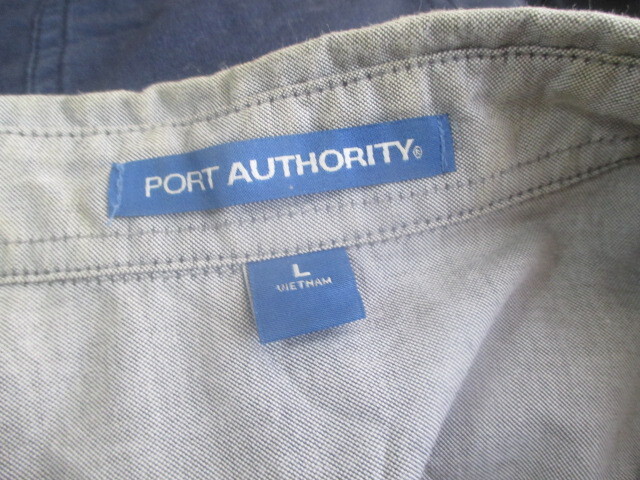 ※L ■PORT AUTHORITY■長袖ワーク シャツ■グレー系■ワンポイント 　USA古着　送料無料_画像3