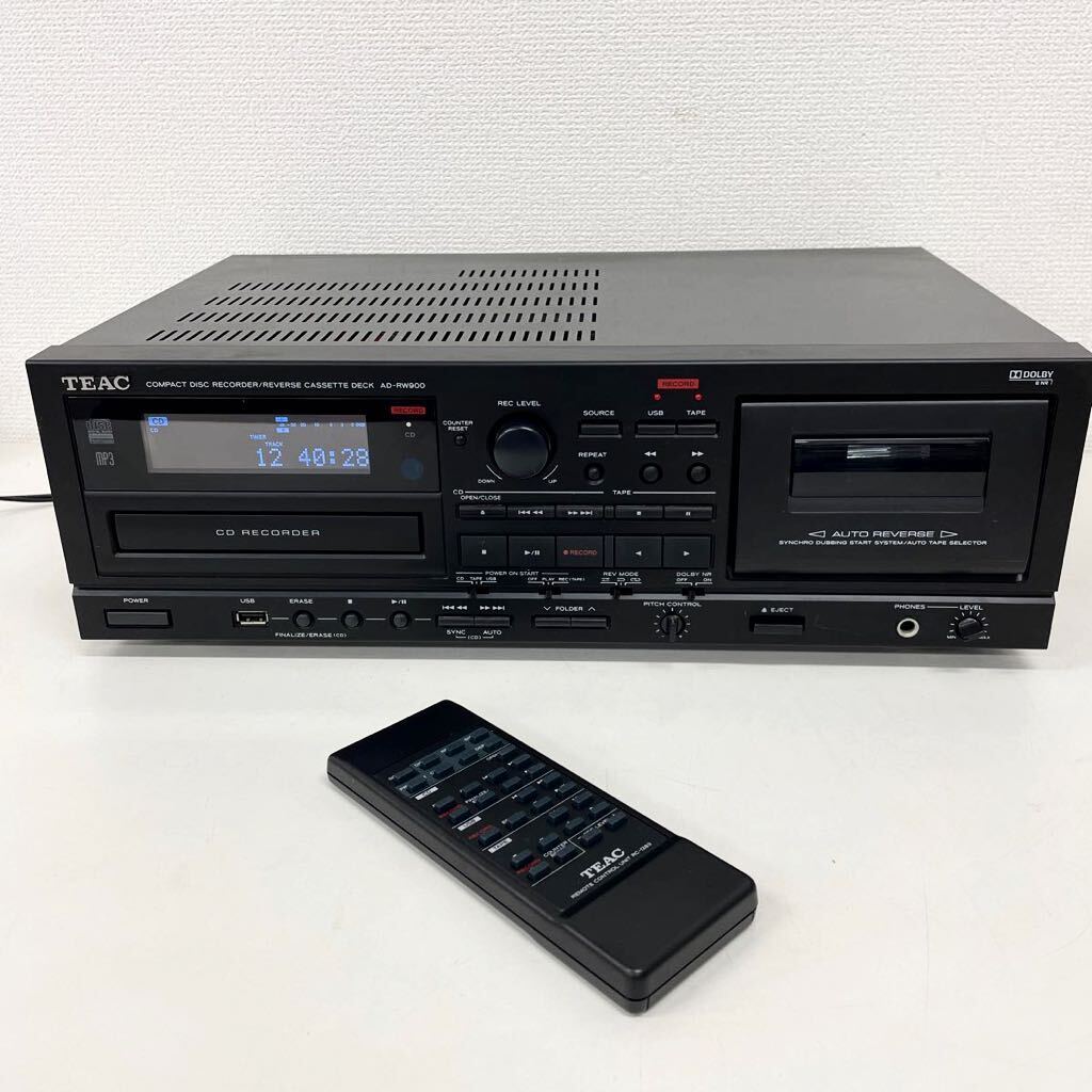 TEAC AD-RW900 CD カセット レコーダー ティアック CDレコーダー リモコン付き 2014年製 ブラック 