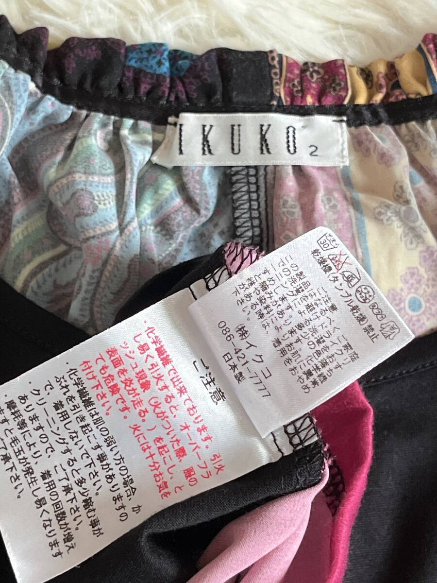日本製　IKUKO　イクコ　サイズ2　☆　花・フラワー・ペイズリー柄・切替ブラウス①_画像5