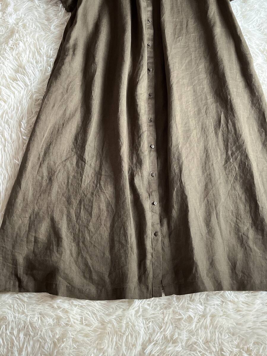 niko and Nico and свободно размер M * лен *linen100 Moss оттенок коричневого длинный блуза * One-piece p