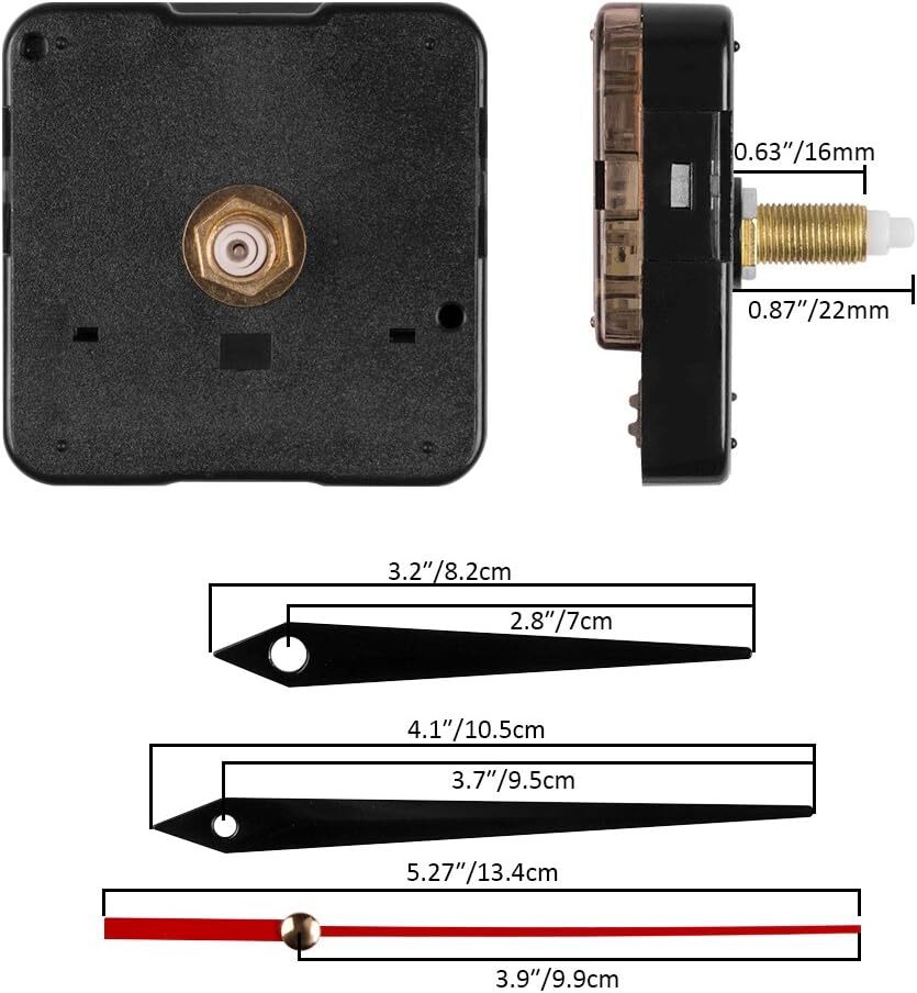 KZUXI 時計 ムーブメント 手作り 掛け時計用 クロック ムーブメント 時計シャフト 針セット DIY イエロー_画像2