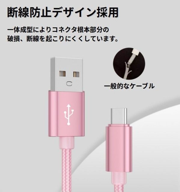 Type-c USB 充電ケーブル Android 2m 2本