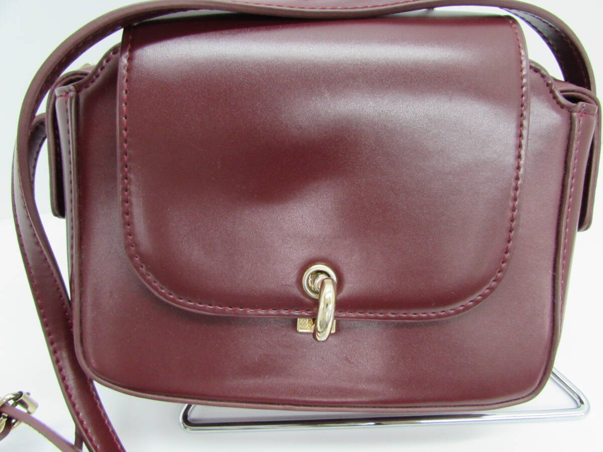  beautiful goods VIS screw shoulder bag diagonal ..18cm imitation leather leather hard leather wine red series 