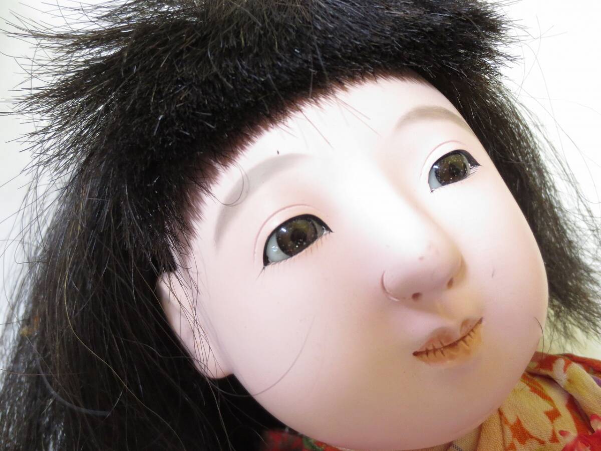 A5921 旧家蔵出し品 市松人形 人毛 共箱 抱き人形 生き人形 日本人形 着物人形 時代物の画像3