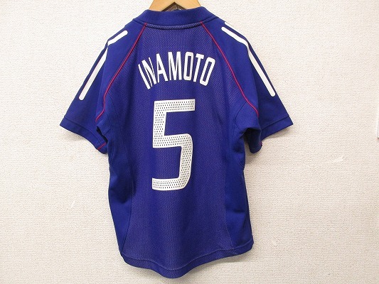 I3583：日本製！アディダス adidas サッカー日本代表 #5 稲本潤一 キッズkids レプリカユニフォーム 140 半袖シャツ/着用感あり ：3_画像2