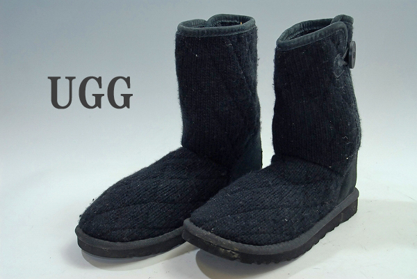 1000円最終価格！完全売り切り！DS2345 UGG オーストラリア レディース 黒系ブーツ サイズ22cm アウトソール25cm 安値出品 お買い得 SALE_名作王道モデル！履き心地抜群！