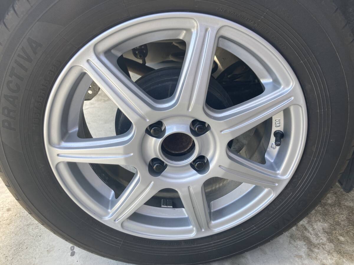 ブリヂストン トップラン TOPRUN R7 PRACTIVA YOKOHAMA 185/65R15うち2本自家塗装 センターキャップ付き 4穴 PCD100 5.5J IN42_自家塗装です