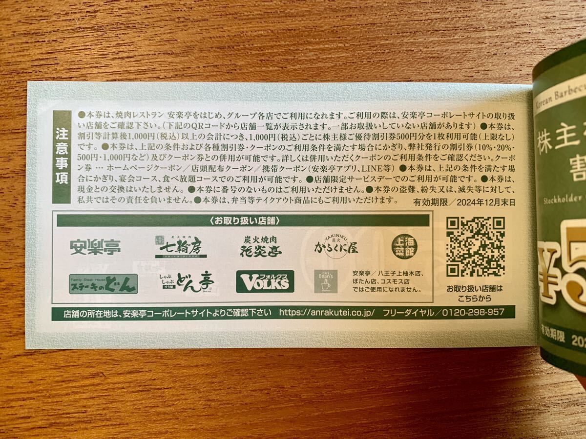 【安楽亭/最新】株主優待券13,000円相当（500円割引券〔税込〕26枚）＋20%割引券6枚★送料無料★①の画像4