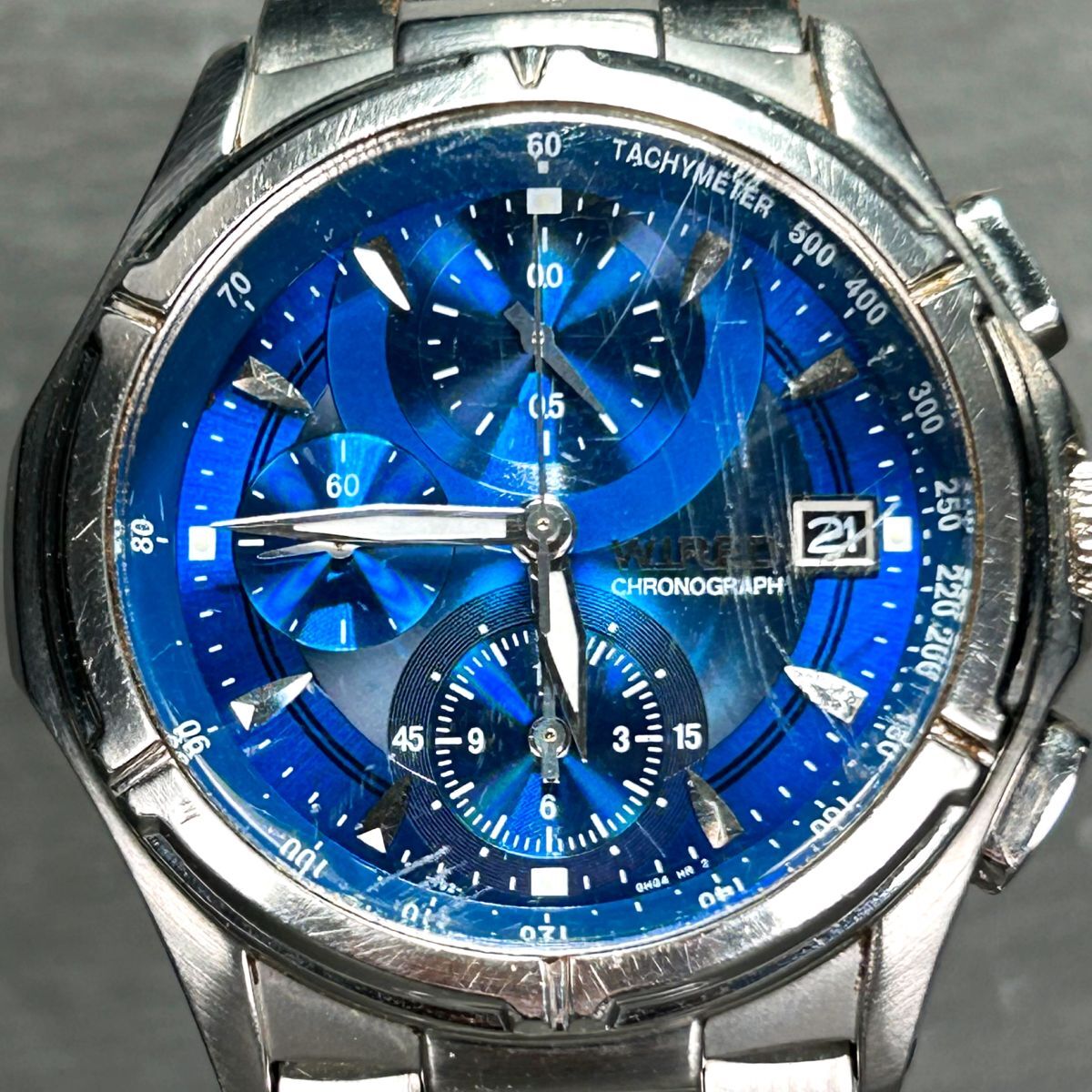 SEIKO セイコー WIRED ワイアード 7T92-0GB0 腕時計 クオーツ アナログ クロノグラフ ステンレススチール ブルー メンズ 新品電池交換済みの画像3
