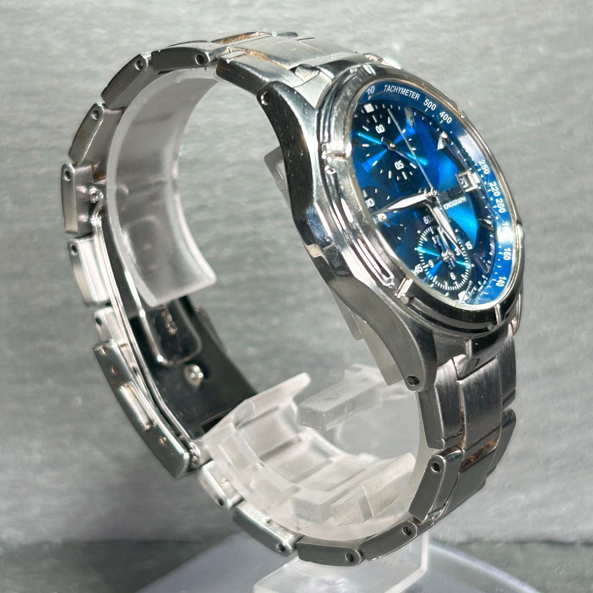 SEIKO セイコー WIRED ワイアード 7T92-0GB0 腕時計 クオーツ アナログ クロノグラフ ステンレススチール ブルー メンズ 新品電池交換済みの画像5