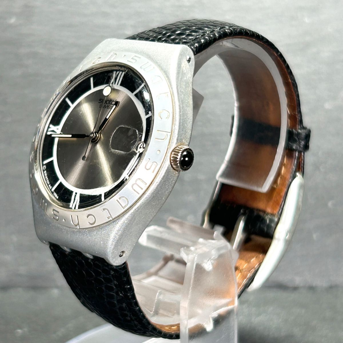 SWATCH Swatch IRONY Irony AG1994 наручные часы кварц аналог календарь кожаный ремень aluminium легкий серебряный рабочее состояние подтверждено 