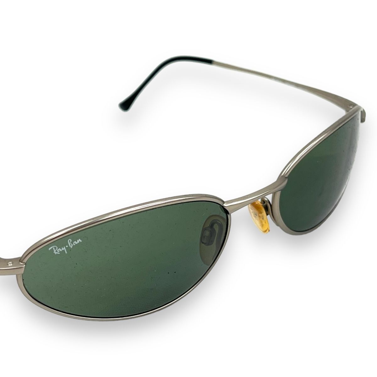 美品 Ray-Ban レイバン サングラス 眼鏡 小物 アイウェア ファッション ブランド ケース付き チタン RB8012 TITANIO オーバル グリーンの画像8