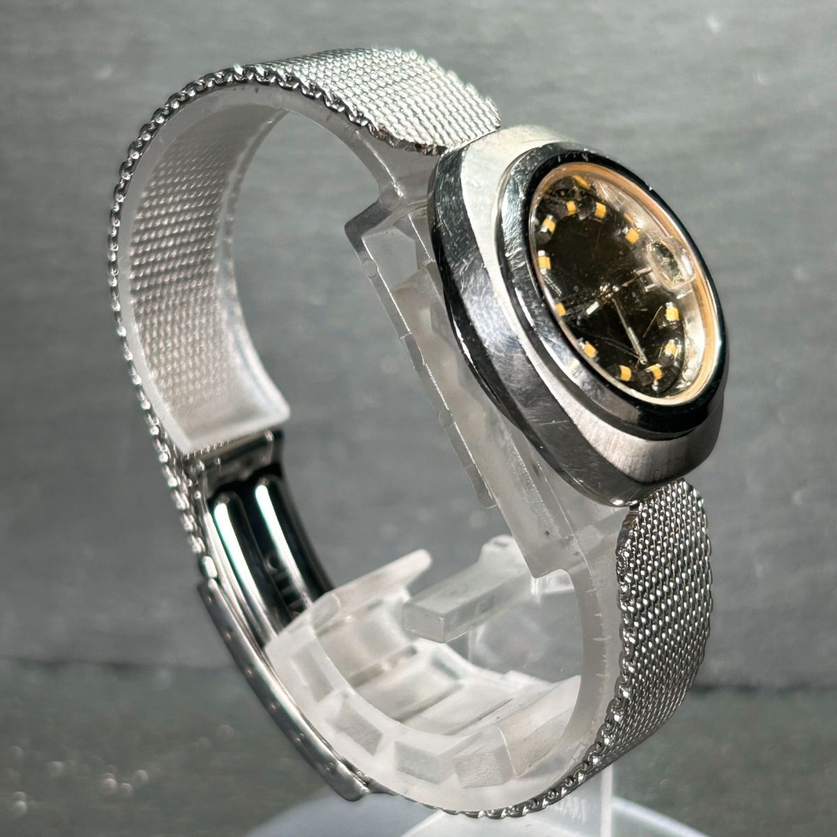 CITIZEN シチズン DATE STAR CUSTOM 25石 51804-Y 腕時計 機械式 自動巻き カレンダー ステンレススチール ブラック文字盤 シルバーの画像5