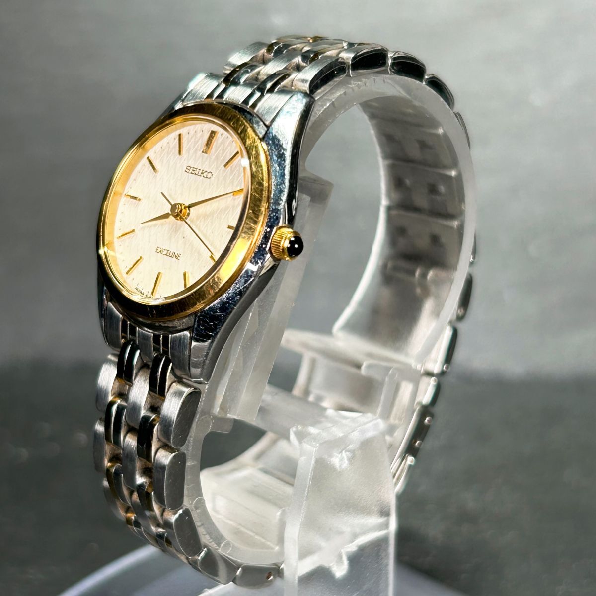 良品 SEIKO セイコー EXCELINE エクセリーヌ 4J41-0100 腕時計 クオーツ アナログ シルバー×ゴールド ステンレススチール 新品電池交換済の画像6