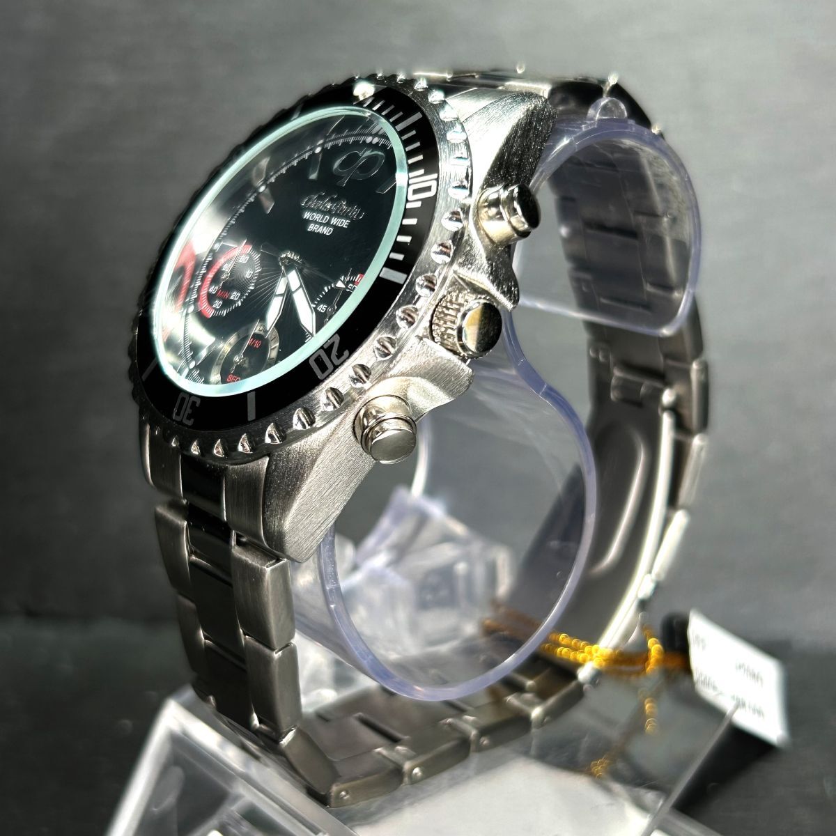 新品 Charles Perrin シャルル・ぺリン CP208G‐A 腕時計 クオーツ アナログ 3針 クロノグラフ ブラック文字盤 ステンレススチール メンズ_画像6