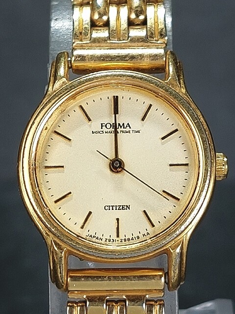 CITIZEN シチズン FORMA フォルマ 2931-295323 アナログ クォーツ 腕時計 オールゴールド スモールサイズ メタルベルト ステンレススチールの画像1