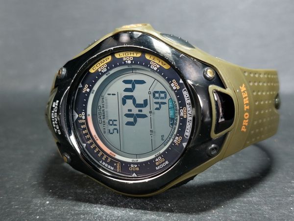 美品 CASIO カシオ PROTREK プロトレック PRG-70J メンズ デジタル ヴィンテージ ソーラー 腕時計 グリーン ラバーベルト ステンレスの画像6