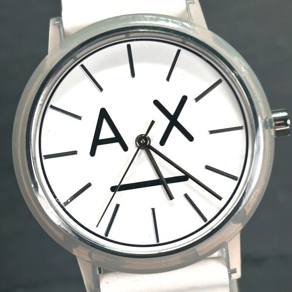 美品 ARMANI EXCHANGE アルマーニ エクスチェンジ AX5557 腕時計 クオーツ アナログ 3針 ホワイト文字盤 新品電池交換済み 動作確認済み_画像1