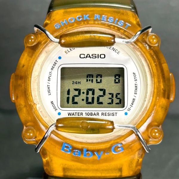 CASIO カシオ Baby-G ベビージー BG-300 腕時計 クオーツ デジタル カレンダー 多機能 クリアイエロー ヴィンテージ 布バンド 動作確認済みの画像3