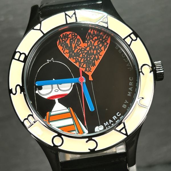 美品 MARC BY MARC JACOBS マークバイマークジェイコブス MBM8588 腕時計 クオーツ アナログ 3針 ブラック 新品電池交換済み 動作確認済みの画像1