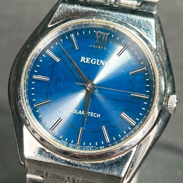 CITIZEN シチズン REGNO レグノ E301-T017215 腕時計 ソーラー アナログ 3針 ステンレススチール ブルー文字盤 シルバー メンズ 動作確認済_画像2