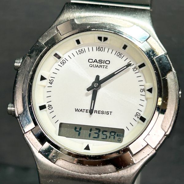 CASIO カシオ MTA-1000-7A 腕時計 クオーツ アナデジ ハイブリッド ステンレススチール ホワイト文字盤 シルバー メンズ 新品電池交換済みの画像2