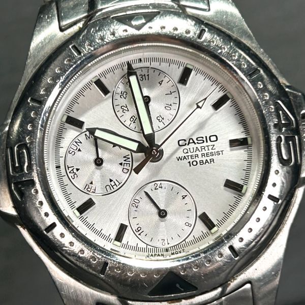 CASIO カシオ スタンダード MTD-1046 腕時計 クオーツ アナログ 3針 カレンダー ステンレススチール ホワイト文字盤 メンズ 新品電池交換済の画像1
