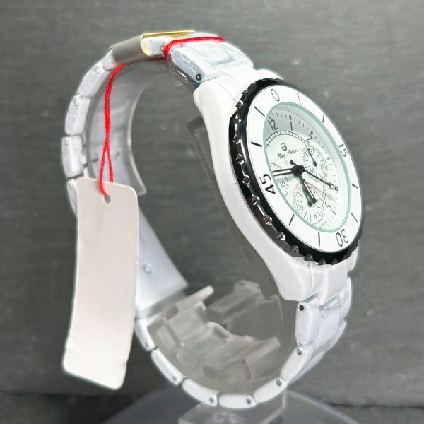 新品 Mavy Maison マビーメイソン P-2150 腕時計 クオーツ アナログ 3針 ホワイト文字盤 ステンレススチール メンズ 新品電池交換済みの画像5
