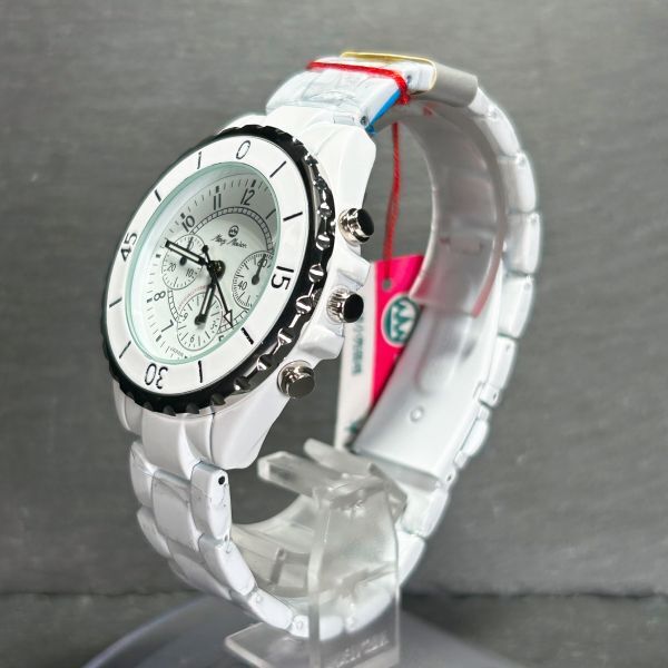 新品 Mavy Maison マビーメイソン P-2150 腕時計 クオーツ アナログ 3針 ホワイト文字盤 ステンレススチール メンズ 新品電池交換済みの画像6