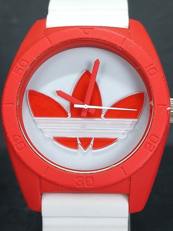adidas アディダス Santiago サンティアゴ ADH2950 メンズ アナログ 腕時計 レッド ホワイト ラバーベルト ステンレス 新品電池交換済みの画像1