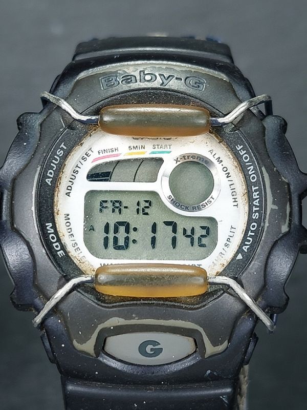 CASIO カシオ Baby-G ベビージー X-treme エクストリーム BGM-141 デジタル 腕時計 ブラック 布製ベルト ステンレス 新品電池交換済みの画像1