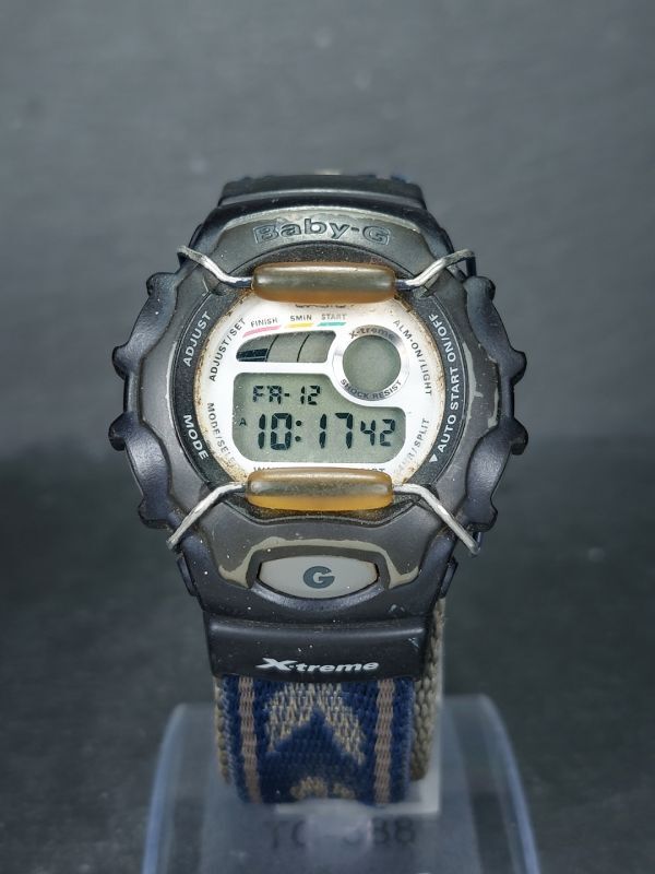 CASIO カシオ Baby-G ベビージー X-treme エクストリーム BGM-141 デジタル 腕時計 ブラック 布製ベルト ステンレス 新品電池交換済みの画像2